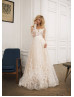 Ivory Lace Tulle Low Back Wedding Dress